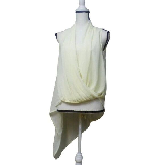 Blu Pepper Droptail Chiffon Top, Ivory, M - Picture 1 of 9